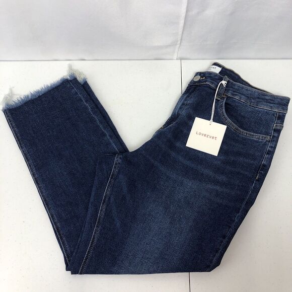 Lovervet By Vervet Jeans Womens Plus 20 Blue High Rise Straight Raw Hem NWT - Picture 2 of 10